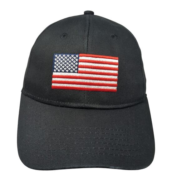 USA Flag Strapback Baseball Cap Black One Size Adjustable Patriotic K-Products - Picture 1 of 9
